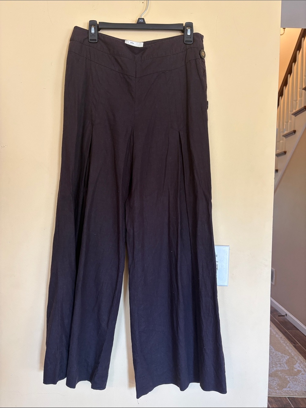 Anthropologie Wide-Leg Linen-Blend Pants - dark chocolate brown